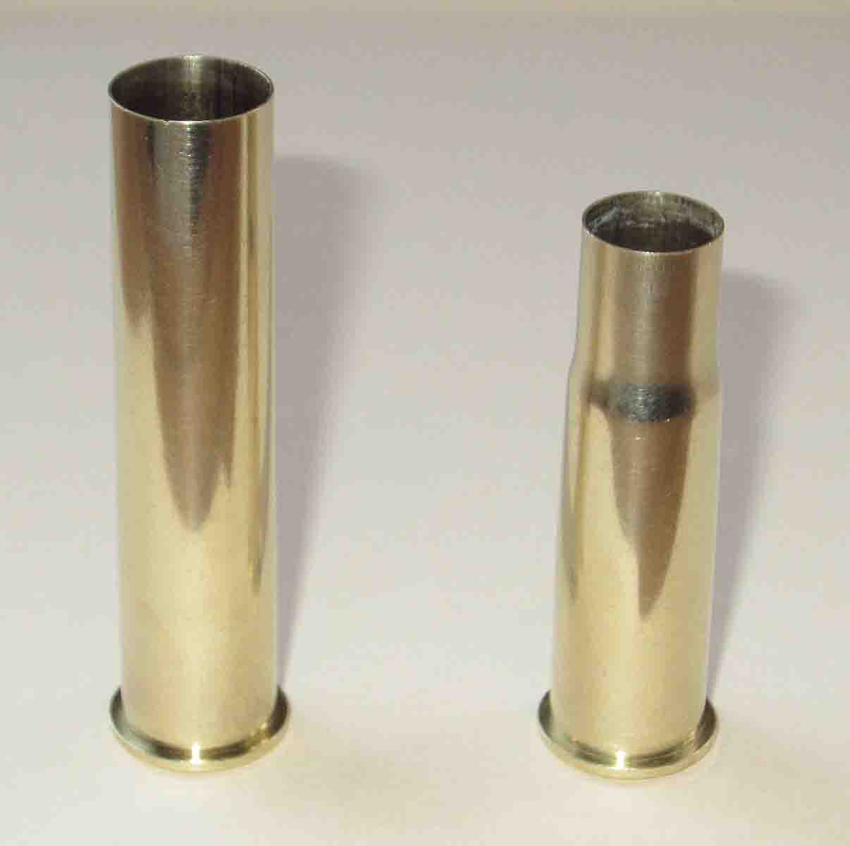 The .50-90 parent with a shortened, partly formed case.